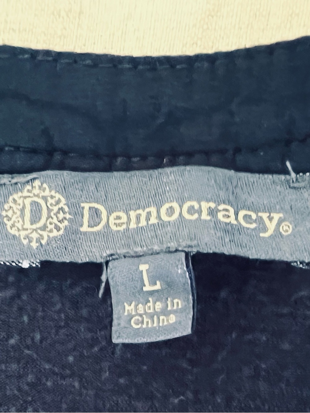 Democracy Navy Textured Button-Front Top - Picture 5 of 5